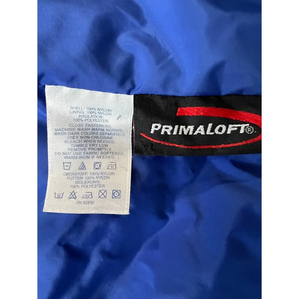 Lands' End Mens Large PrimaLoft Quilted Puffer Jacket Black Insulated Full Zip